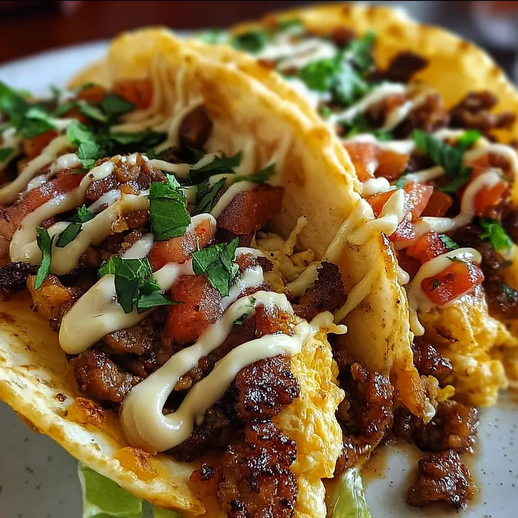 Ultimate Loaded Breakfast Tacos with Scrambled Eggs Crispy Bacon and Fresh Toppings